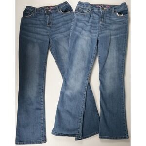 Lot of 2 The Children's Place Girls Jeans 14 Plus Bootcut Adjustable Waist Denim